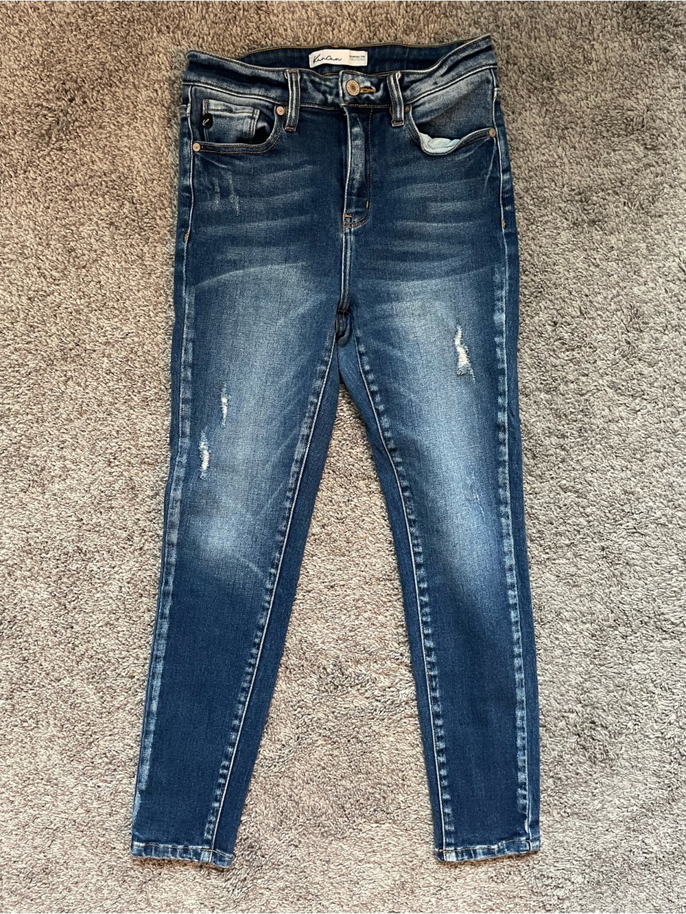 KanCan Women's Dark Blue Distressed Skinny Jeans